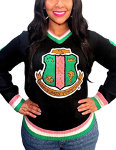 Load image into Gallery viewer, NEW! AKA V-neck Sweater (Black)